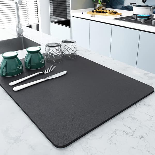 Absorberende oppvaskmatte, avløpsmatte, barmatte for bar, kaffemaskin, mørkegrå, 40 x 50 cm dark gray