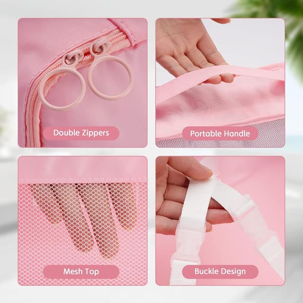 8 st packningskuber för resväskor, reseväska med skoförvaring (rosa) Pink