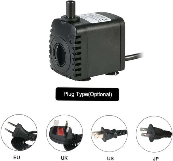 Lydløs dykpumpe med 2 dyser til akvarium, akvarium, hydroponiske systemer