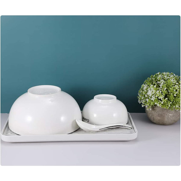 Praktisk diskställningsmatta avlopp med smulbricka - Liten avrinningsbräda 31 x 17,5 cm (vit) 31*17.5cm