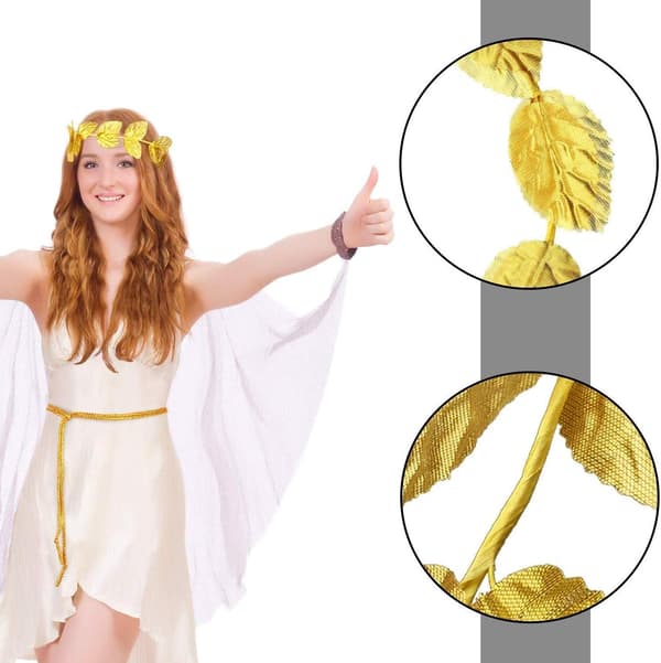 3 stk. krans gullbladkrone tiara cosplay maskerade tilbehør (gull)