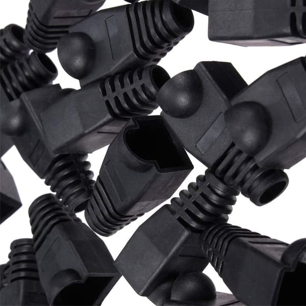 100 stk. RJ45 trækaflastningsstøvler Ethernet netværksstikdæksel blød plast black