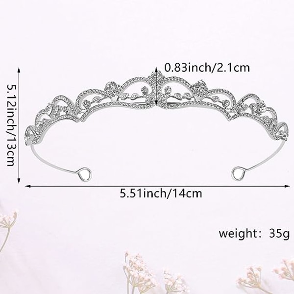 Rhinestone Crown Tiaras för kvinnor Princess Crown Birthday Crown Tiaror (silver) Silver