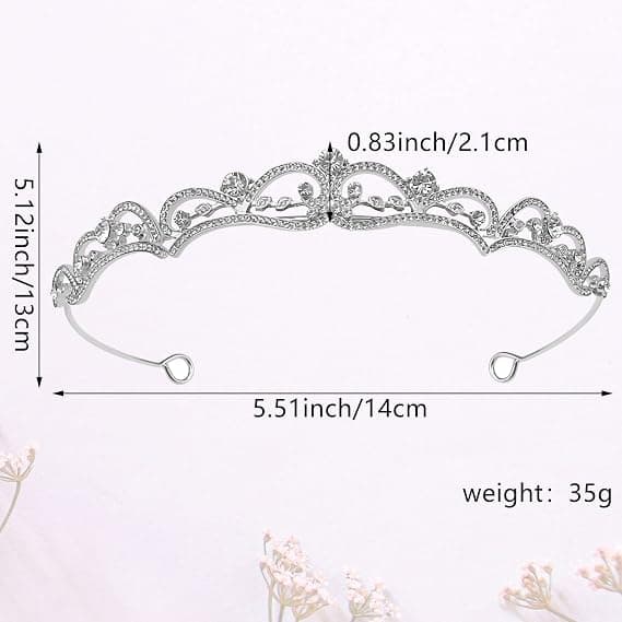 Rhinestone krone tiaraer for kvinner prinsesse krone bursdagskrone tiaraer (sølv) Silver