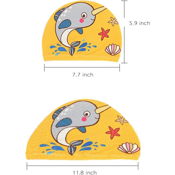 2-pack simhuvor för barn, söta tryckta simhuvor, tecknade simmössor, 1-8 år