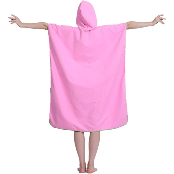 Unisex Bad Poncho Strandhandduk Mikrofiber Snabbtorkande Badrock Poncho med Huva Badhandduk（rosa） pink