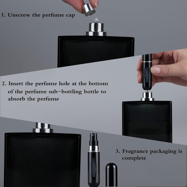 2 stk påfyllbare parfymeatomizerflasker, bærbare mini separate parfymeflasker, reise- og utfluktspraybokser dispensere 5 ml/0,2 oz (svart) Black