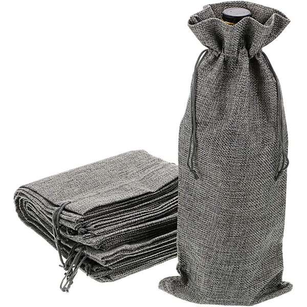 12 st Jute Väska Med Snörning, Grå grey