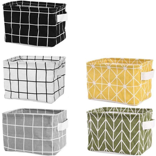 5-pack Mini förvaringskorgar för kosmetika, böcker, heminredning Canvas Organizer Väskor (8x6,3x5,1 tum)