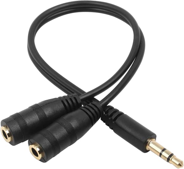 3,5 mm hovedtelefon-øretelefonstik splitterkabel (sort) Black