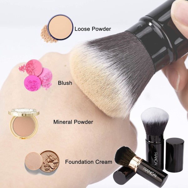 Retractable Multifunktionell Makeup Foundation Borste 2 Stycken (Svart)