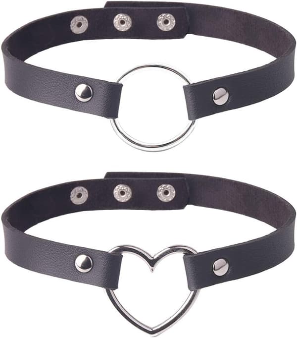 2 stk. kvinder punk rock halskæde PU læder chokers sæt stilfuldt tilbehør
