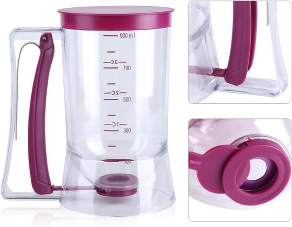 900ML Pandekagedej Manuel Dispenser Vaffel Målekop Bageværktøj 1 Styk