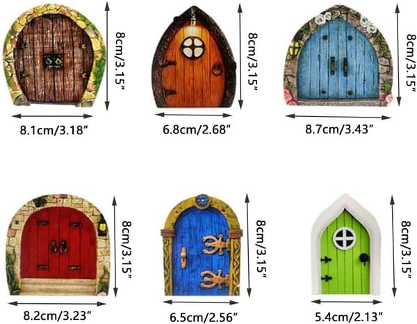 6 stk. træ fe-dør miniature fe-dør mini dørformede træstykker fe-døre