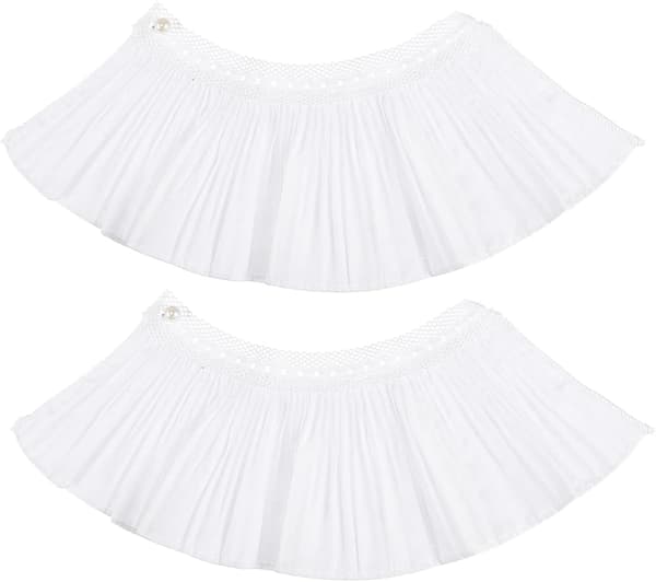 Avtakbare mansjetter i chiffon for kvinner, plisserte utsvingede mansjetter (hvit) 1 par White