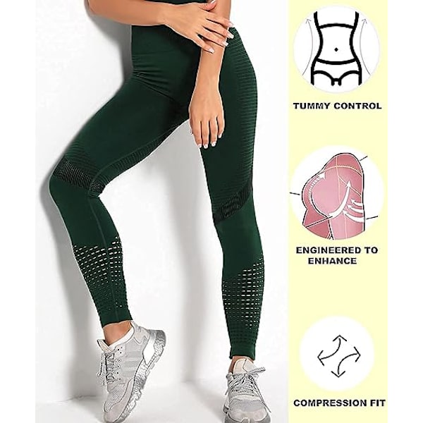 Sportbyxor för kvinnor, mjuka, andningsbara, elastiska, med hög midja, yogabyxor Green s
