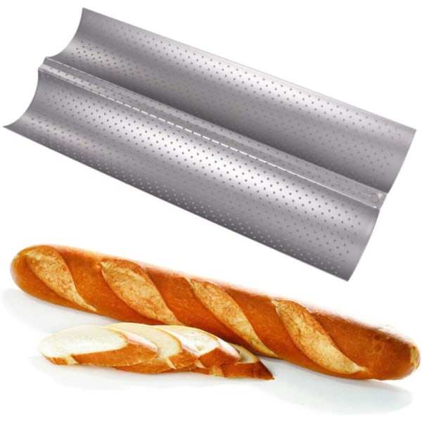 2 stycken French Loaf Bakformar Nonstick perforerad baguettepanna