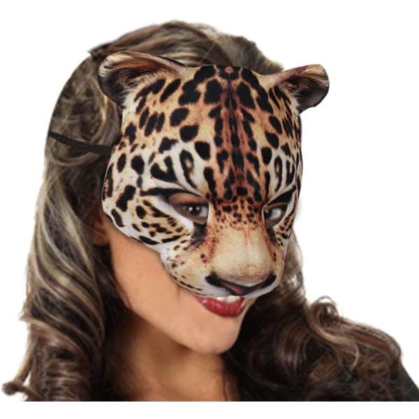 1 st Halloween Cheetah Halv Ansikts EVA Djur Mask Karneval Fest Maskerad Dekoration