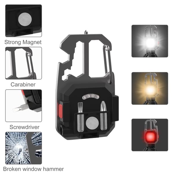 Kannettava mini-LED-työvalaisin avaimenperä taskulamppu 7 tilaa 500 lumenia (2 kpl)