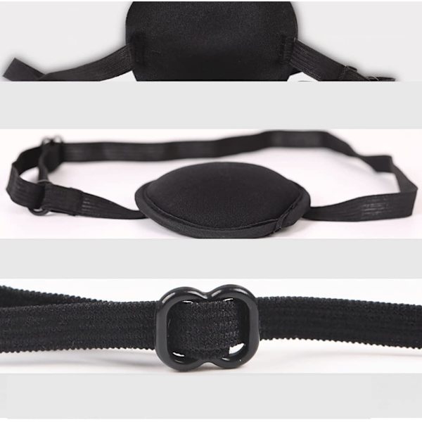 3 st svarta ögonlappar, enkel ögonmask, justerbar 3D ögonlapp ögonmask med spänne