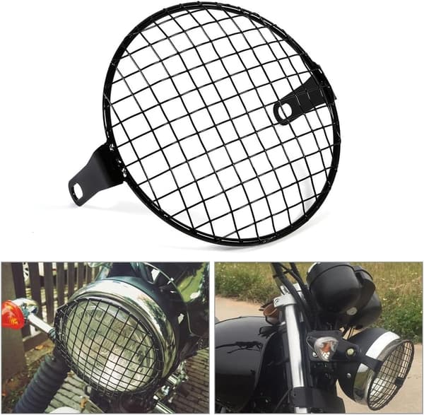 16 cm metalnetgitter forlygtebeskytter til motorcykel (sort)