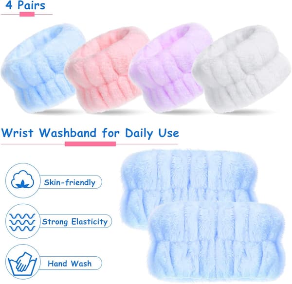 4 Par Håndleddsvaskbånd Mikrofiber Håndleddsvaskhåndklebånd Absorberende Håndleddsbånd
