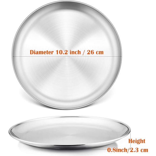 Pizzaform 2 set, rostfri plåt rund tallrik borstad matt 26cm 26cm