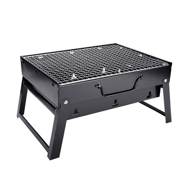 Utomhus bärbart hopfällbart grillbord i rostfritt stål (svart)