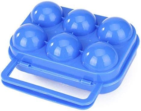 Bærbar foldbar æggebakke i plast til 6 æg (blå)