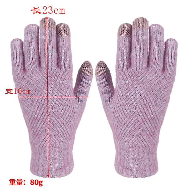 Par Vinter Stickade Touchscreen Varm Split Finger Cykelhandskar (Gul) yellow