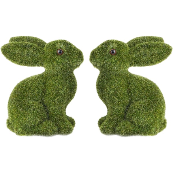 2 stycken mossa kanin påskhare figurer kanin dekorativa frigolit form trädgårdsfigurer
