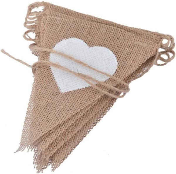 13 Flagg Kjærlighet Hjerte Jute Banner Rustikk Jute Vimpel Girlander 2,7m