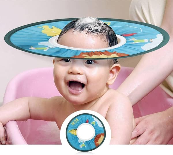 Hårvaskehue til småbørn, babybadehætte sikker shampoo brusehætte beskyttelse (blå) blue