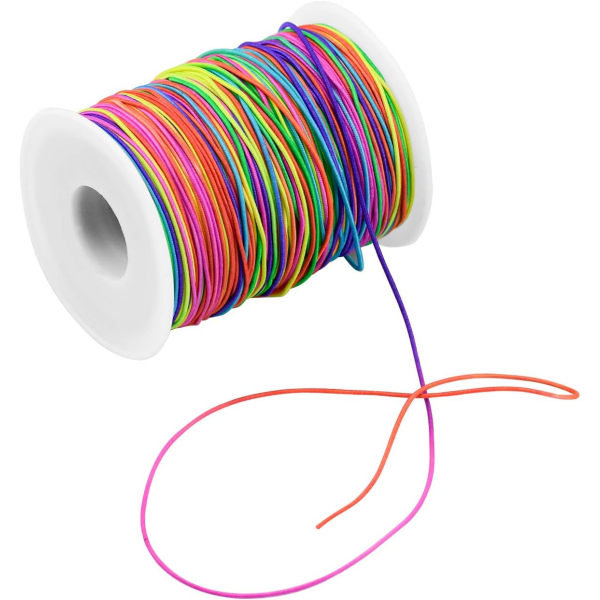 100m elastisk snöre regnbågsfärgad stretchtråd med för gör-det-själv-halsband, armband