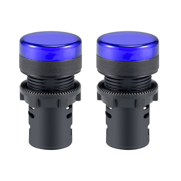 2 st AC/DC 110V Indikatorlampor, Blå LED, Infälld Panelmontering 7/8\" 22mm blue