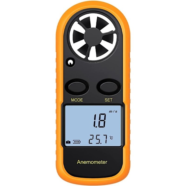 Digital Anemometer LCD Vindhastighetsmätare Luftflödeshastighetsmätare Indikator Termometer med Bakgrundsbelysning