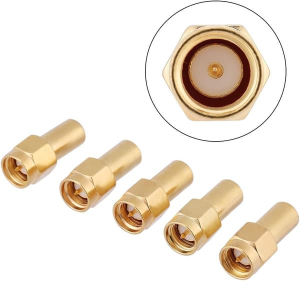 5 stk. SMA hanstik RF koaksial matchet terminator termineringsbelastning 50 Ohm 2W stik