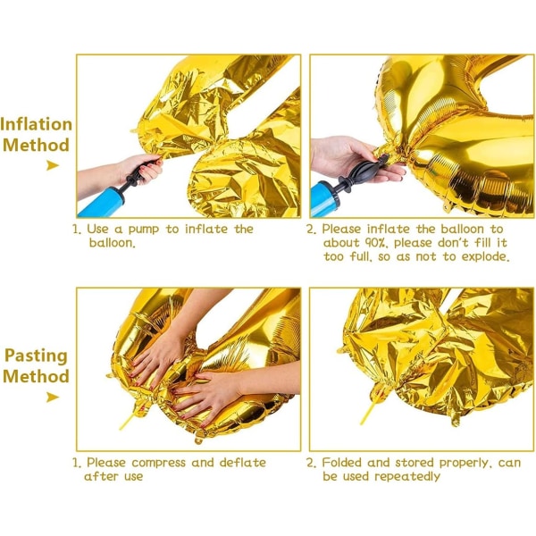 1 st 40 tum stor digital folieballong för födelsedagsfestdekorationer (guld, 9) Gold 9