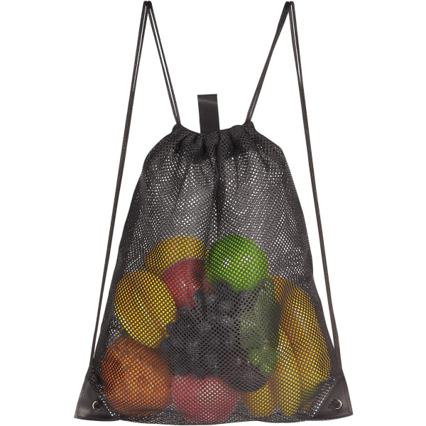 2-PACK Mesh Drawstring Bag, för Gym Tvätt Seashell, Leksak och Strandfynd