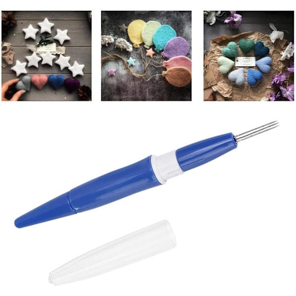 3 stift bärbar filtning nålpenna multi-nål syverktyg bekväm handkänsla filtning nål (blå)