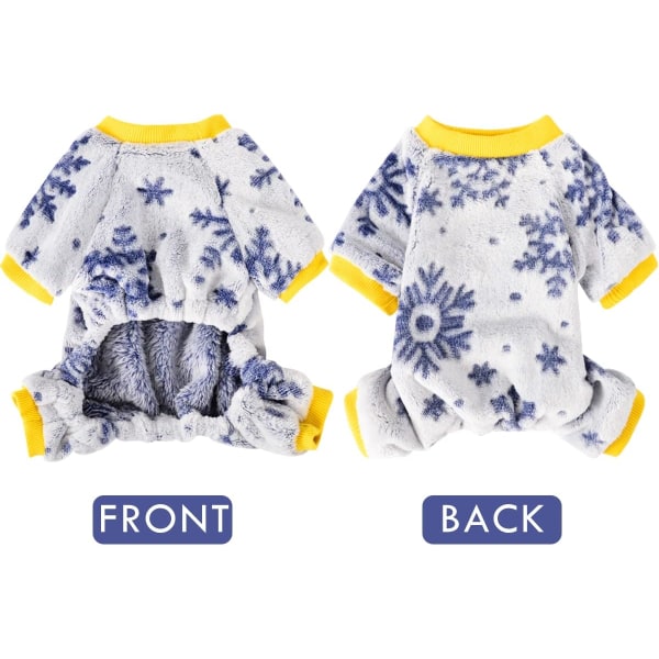Fleece Puppy Pjs för Chihuahua Vinter Varma Overall Kläder Snöflinga tryck （S） s