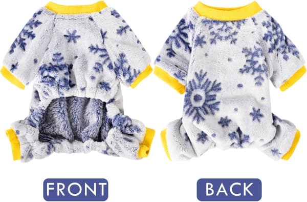 Fleece Valp Pyjamas för Chihuahua Vinter Varma Overall Kläder Snöflinga tryck （M） m