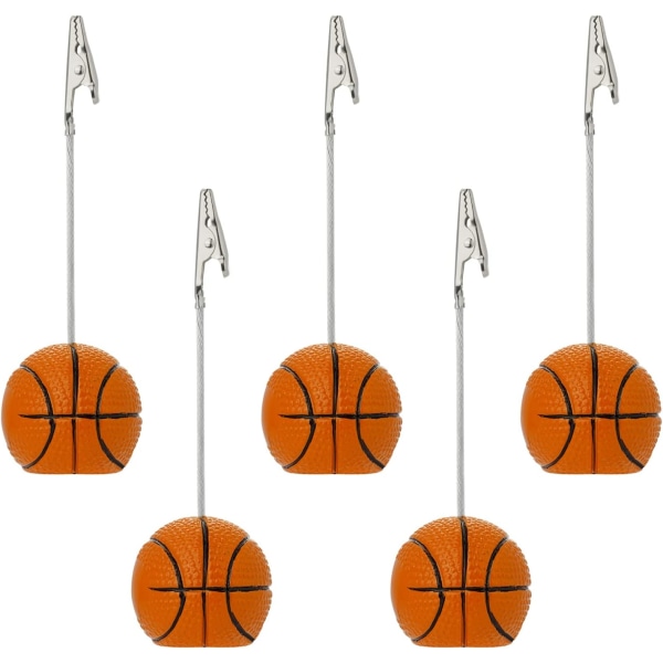 5-pack Memo-klämma med bas i hartsform och krokodilklämma, basketboll Color 5