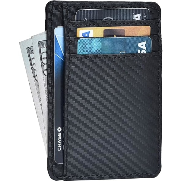 Smal minimalistisk plånbok i äkta läder för män och kvinnor - RFID-blockerande framficka tunn kreditkortshållare Snygga plånböcker