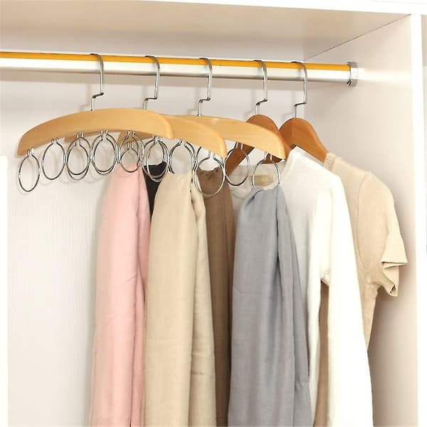 Træ Sjal Ring Hanger Opbevaring Holder Hul Hanger 6 Ring