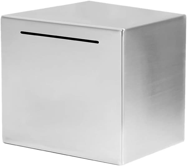 Større sparegris i rustfritt stål for voksne og barn, stor kapasitet 15*15*15cm