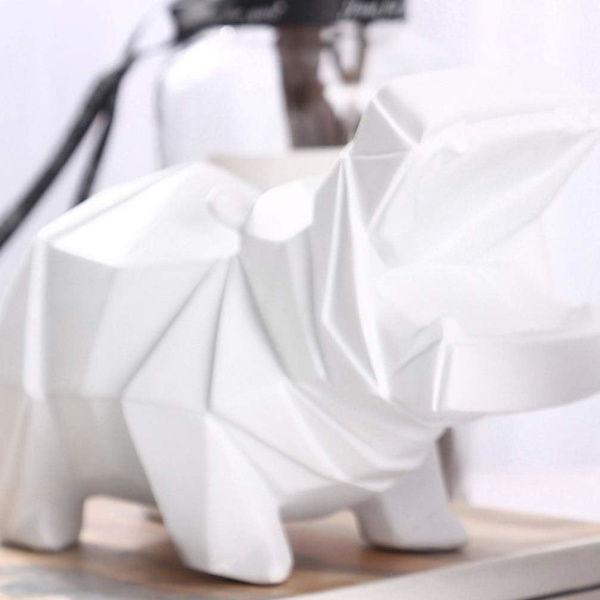 Hippo Spargris Resin Sparbössa Bank Djur Figur Skrivbordsdekoration Dekor(vit) White