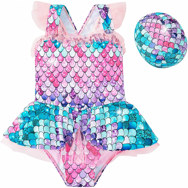 Sjöjungfrubaddräkt för flickor 3-12 år Snabbtorkande baddräkt Strandbadkläder (160 yards) Pink 160