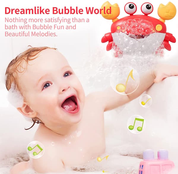 Babybadeleke, Krabbebadeleke Boble med Musikk, Babyvannleke Badeleke Barn (Blå)