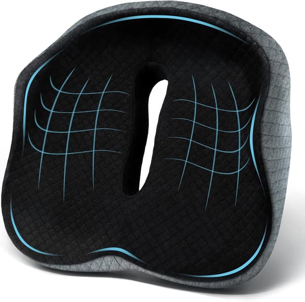 3D Full Wrap kontorstolputer – støttende setepute i minneskum for lindring av isjias (svart)